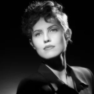 old fashion portrait of a model in black and white