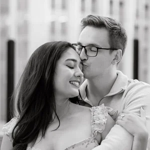 black and white photo of a couple