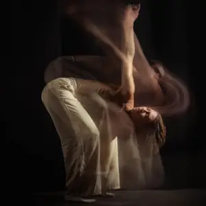 A double exposed image of a dancer's movements