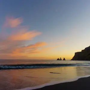 Sunset on a rocky beach