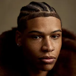 Portrait of model with braided dreads