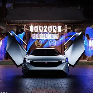 Car with wing doors open